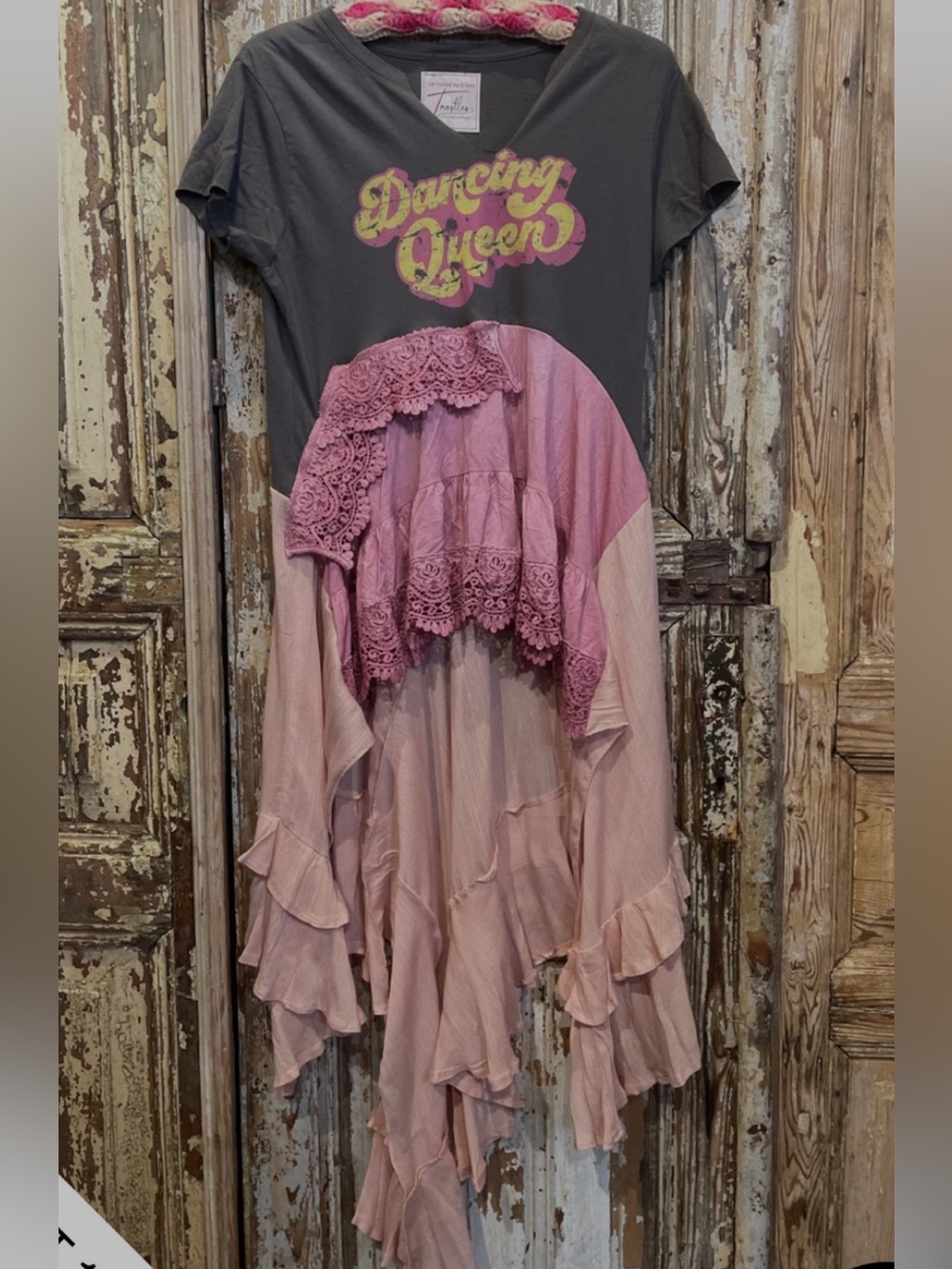 ISO!!! Not for sale. Dancing Queen Pink Layered Lace-Trim Short Sleeve Top